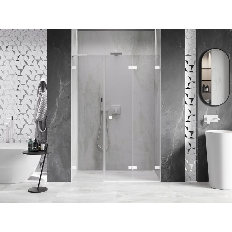 Mexen Lunar-F L Falttür rechts 120 cm, transparent, weiß - 836SL-120-050-20-00-P