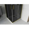 Mexen Rio Quadratische Duschkabine 80 x 80 cm, Grafit, Gold + Duschwanne Flat, Weiß - 860-080-080-50-40-4010G