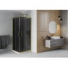 Mexen Rio quadratische Duschkabine 80 x 80 cm, Grafit, Gold + Flat Duschwanne, Weiß - 860-080-080-50-40-4010G