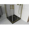 Mexen Rio quadratische Duschkabine 80 x 80 cm, transparent, gold + Flat Duschwanne, schwarz- 860-080-080-50-00-4070G