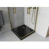 Mexen Rio quadratische Duschkabine 80 x 80 cm, transparent, golden + Duschwanne Flat, schwarz - 860-080-080-50-00-4070G