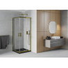 Mexen Rio quadratische Duschkabine 80 x 80 cm, transparent, golden + Duschwanne Flat, schwarz - 860-080-080-50-00-4070G