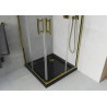 Mexen Rio quadratische Duschkabine 90 x 90 cm, transparent, gold + Duschtasse Flat, schwarz - 860-090-090-50-00-4070G