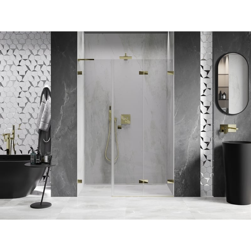 Mexen Lunar-F L Falttür Dusche rechts 125 cm, transparent, gold - 836SL-125-050-50-00-P