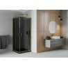 Mexen Rio Duschkabine quadratisch 90 x 90 cm, Graphit, Gold + flache Duschwanne, Schwarz- 860-090-090-50-40-4070G