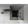 Mexen Rio Duschkabine quadratisch 90 x 90 cm, Graphit, Gold + flache Duschwanne, Schwarz- 860-090-090-50-40-4070G