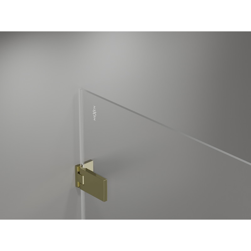 Mexen Lunar-F L faltbare Duschabtrennung rechts 140 cm, transparent, gold - 836SL-140-050-50-00-P