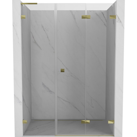 Mexen Lunar-F L faltbare Duschabtrennung rechts 140 cm, transparent, gold - 836SL-140-050-50-00-P