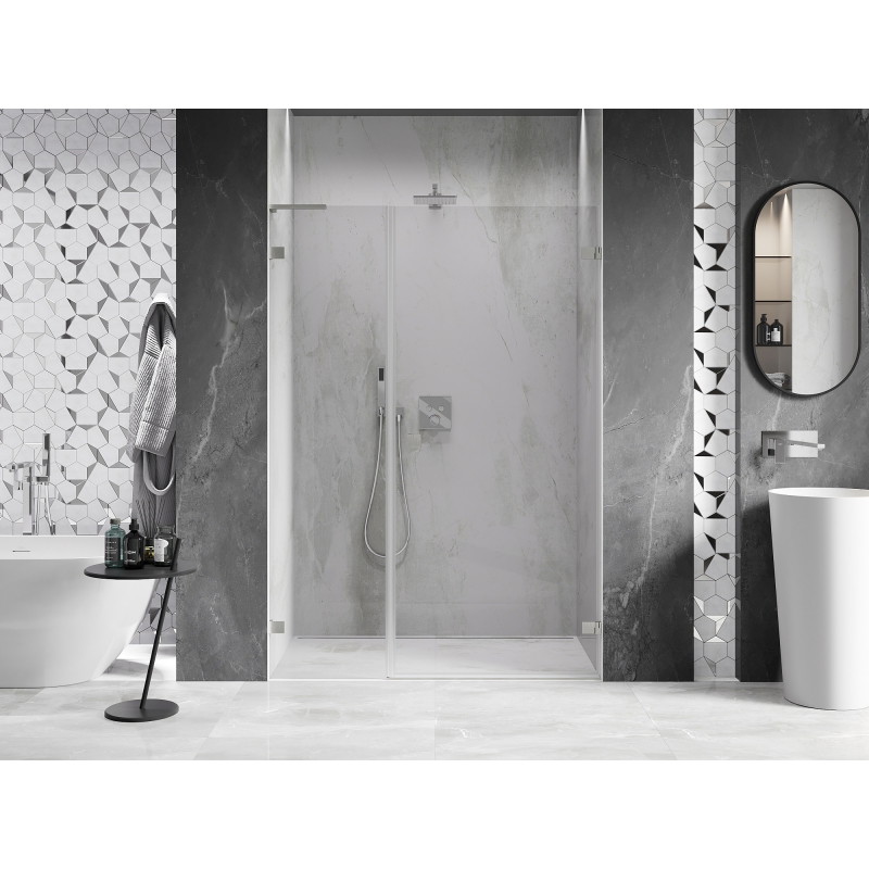 Mexen Lunar-B L Duschdrehtür rechts 120 cm, transparent, gebürsteter Nickel - 832SL-120-050-97-00-P