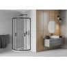 Mexen Rio Duschkabine halbrund 80 x 80 cm, satiniert, schwarz + Flat Duschwanne, weiß - 863-080-080-70-30-4110B