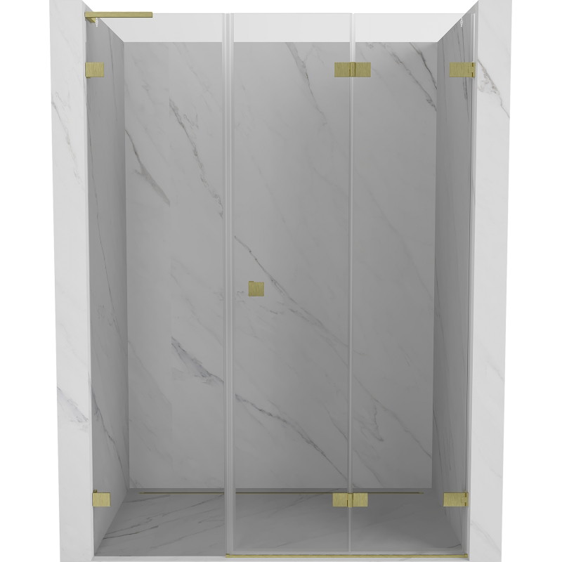 Mexen Lunar-F L Falttür-Duschabtrennung rechts 140 cm, transparent, gold gebürstet - 836SL-140-050-55-00-P