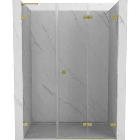 Mexen Lunar-F L faltbare Duschkabinentür rechts 150 cm, transparent, gold gebürstet - 836SL-150-050-55-00-P
