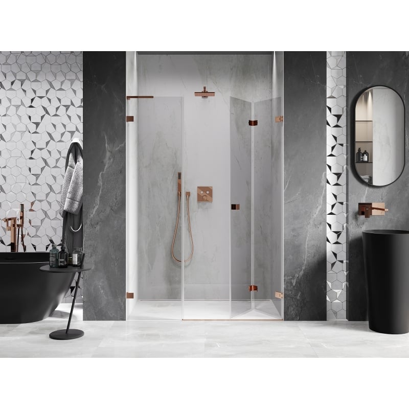 Mexen Lunar-F L Duschfaltür rechts 110 cm, transparent, Roségold - 836SL-110-050-60-00-P