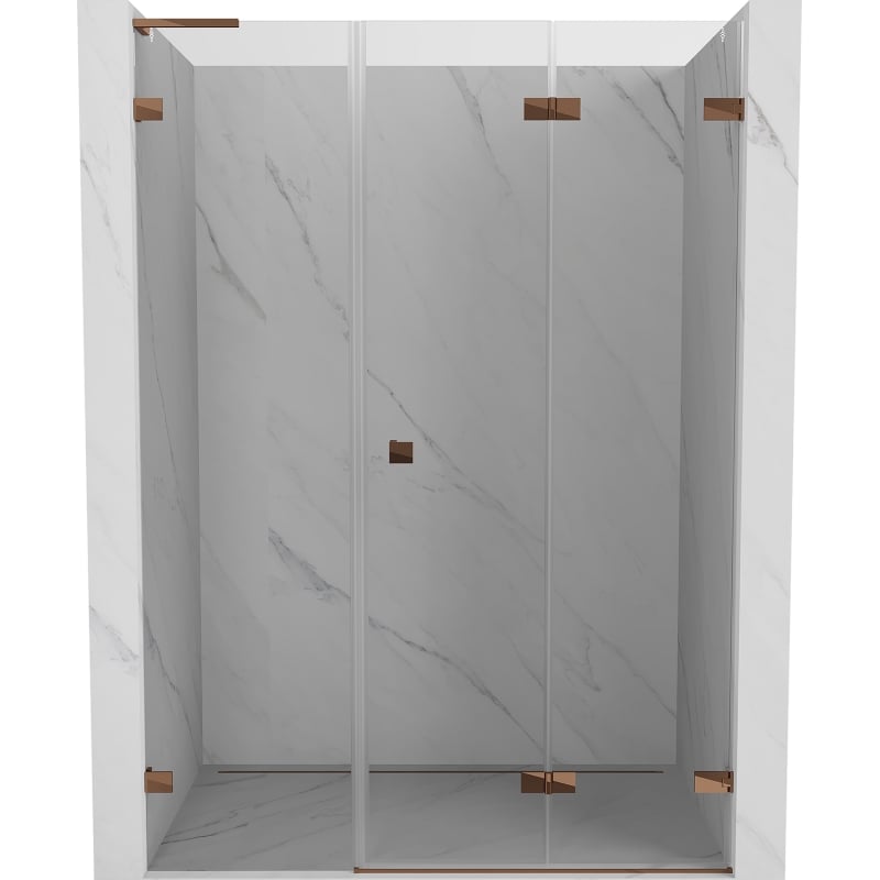 Mexen Lunar-F L klappbare Duschtür rechts 115 cm, transparent, Roségold - 836SL-115-050-60-00-P