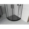 Mexen Rio Duschkabine Halbrund 80 x 80 cm, Frost, Schwarz + Flat Duschwanne, Schwarz - 863-080-080-70-30-4170B