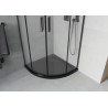 Mexen Rio Halbrunde Duschkabine 80 x 80 cm, Mattglas, Schwarz + Flat Duschwanne, Schwarz - 863-080-080-70-30-4170B