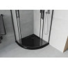 Mexen Rio Halbrunde Duschkabine 80 x 80 cm, Mattglas, Schwarz + Flat Duschwanne, Schwarz - 863-080-080-70-30-4170B