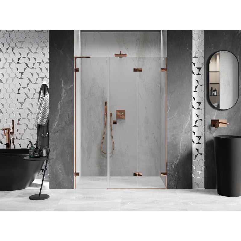 Mexen Lunar-F L Duschfaltwand rechts 130 cm, transparent, Roségold - 836SL-130-050-60-00-P