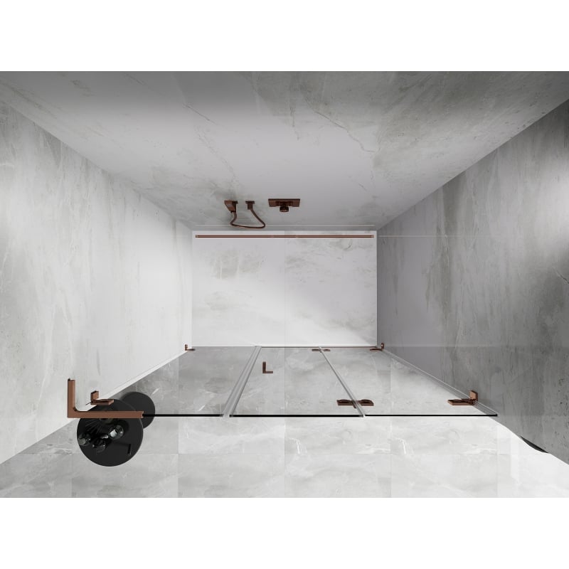 Mexen Lunar-F L Falttür Duschkabine rechts 140 cm, transparent, Roségold - 836SL-140-050-60-00-P
