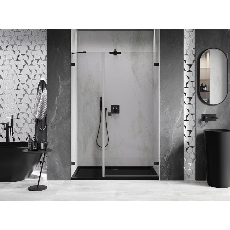 Mexen Lunar-B Duschdrehtür rechts 145 cm, transparent, schwarz - 832S-145-050-70-00-P