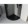 Mexen Rio Halbrunde Duschkabine 80 x 80 cm, Graphit, Schwarz + Duschwanne Flat, Schwarz - 863-080-080-70-40-4170B