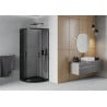Mexen Rio Duschkabine halbrund 90 x 90 cm, grafit, schwarz + Duschwanne Flat, schwarz - 863-090-090-70-40-4170B