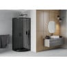Mexen Rio Duschkabine halbrund 90 x 90 cm, grafit, schwarz + Duschwanne Flat, schwarz - 863-090-090-70-40-4170B
