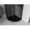 Mexen Rio Halbrunde Duschkabine 90 x 90 cm, Graphit, Schwarz + Flat Duschwanne, Schwarz - 863-090-090-70-40-4170B