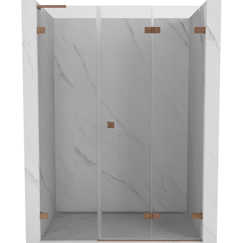 Mexen Lunar-F L klappbare Duschwand rechts 120 cm, transparent, gebürstetes Kupfer - 836SL-120-050-65-00-P