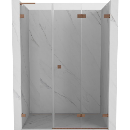 Mexen Lunar-F L Falttür für die Dusche, rechts 130 cm, transparent, gebürstetes Kupfer - 836SL-130-050-65-00-P