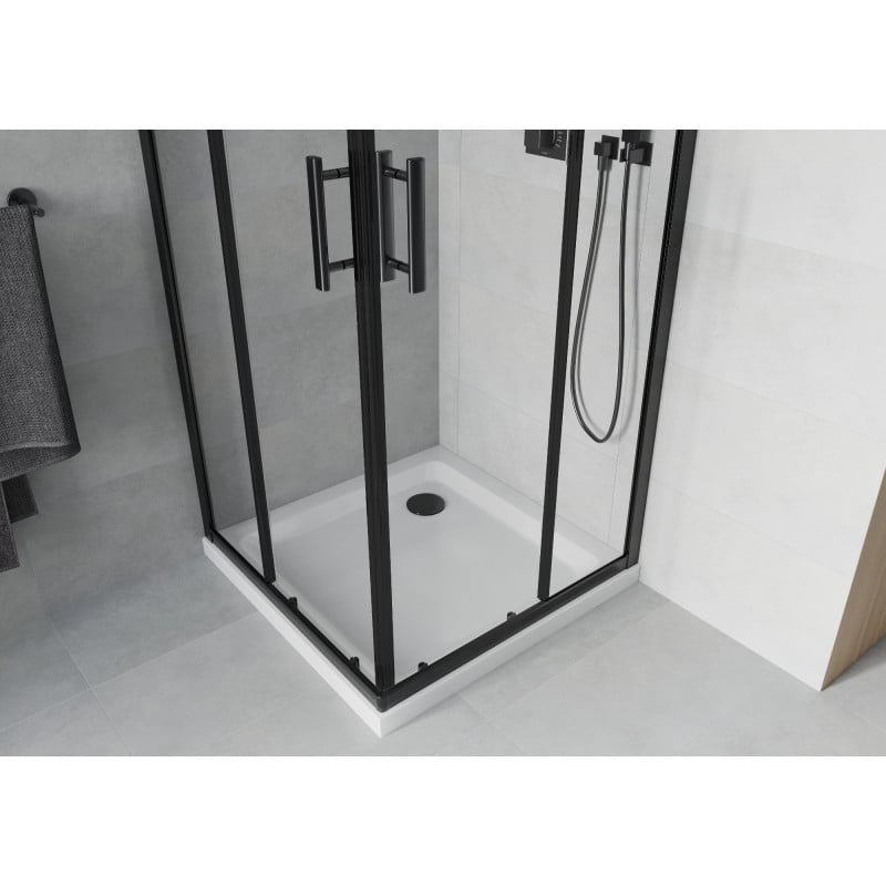 Mexen Rio quadratische Duschkabine 70 x 70 cm, transparent, schwarz + Flat Duschwanne, weiß - 860-070-070-70-00-4010B