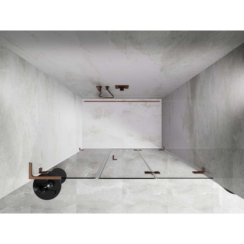 Mexen Lunar-F L Falttür Dusche rechts 140 cm, transparent, gebürstetes Kupfer - 836SL-140-050-65-00-P