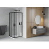 Mexen Rio Quadratische Duschkabine 70 x 70 cm, transparent, schwarz + Duschwanne Flat, weiß - 860-070-070-70-00-4010B