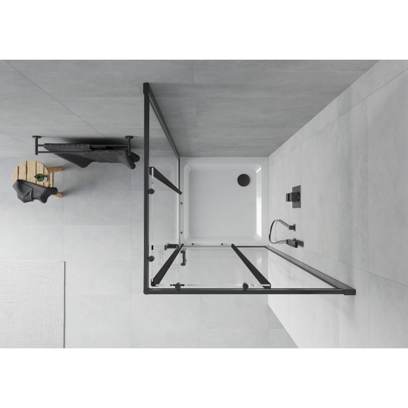 Mexen Rio quadratische Duschkabine 80 x 80 cm, transparent, schwarz + Flat Dusche, weiß - 860-080-080-70-00-4010B
