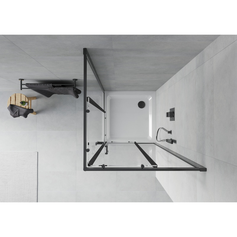 Mexen Rio quadratische Duschkabine 80 x 80 cm, transparent, schwarz + Flat Duschwanne, weiß - 860-080-080-70-00-4010B