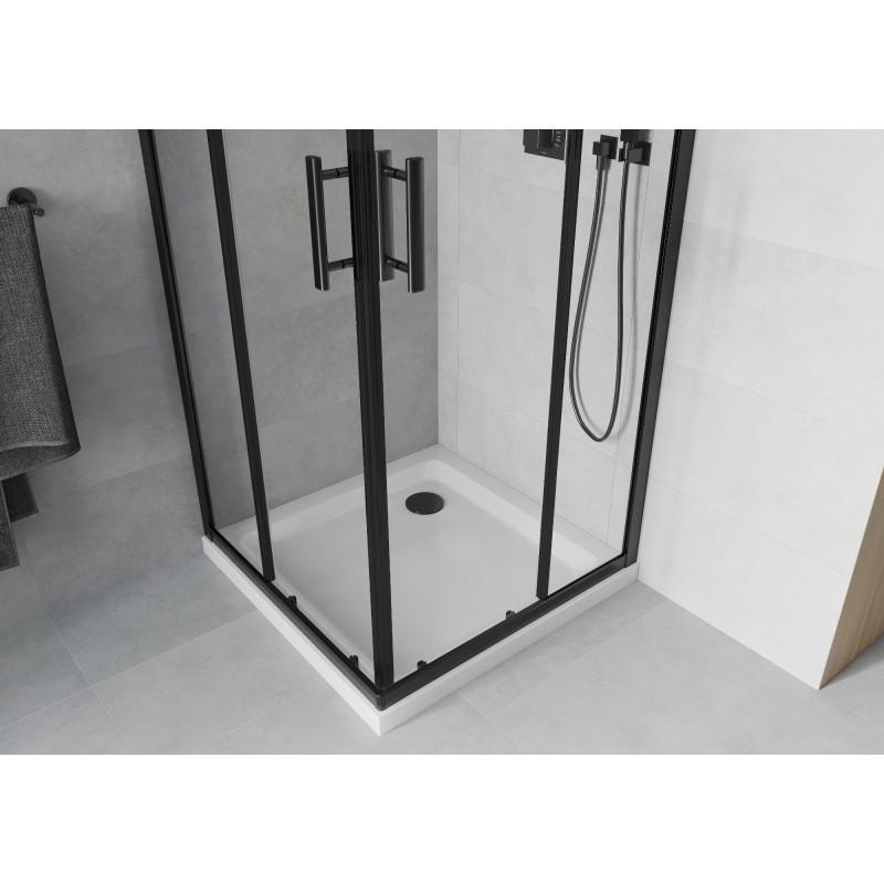 Mexen Rio quadratische Duschkabine 80 x 80 cm, transparent, schwarz + Flat Duschwanne, weiß - 860-080-080-70-00-4010B