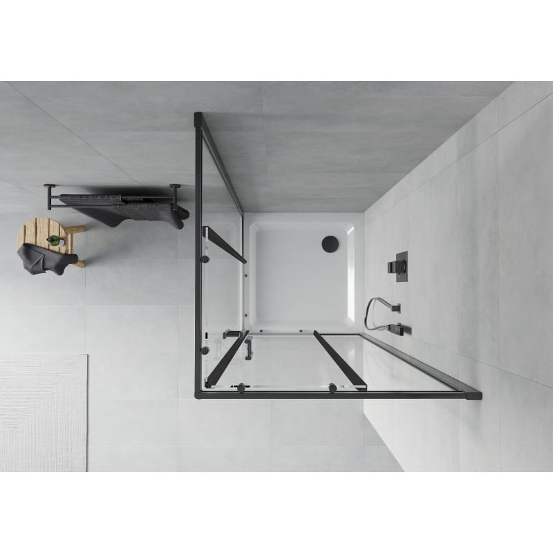 Mexen Rio quadratische Duschkabine 90 x 90 cm, transparent, schwarz + Flat Duschwanne, weiß - 860-090-090-70-00-4010B