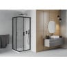 Mexen Rio quadratische Duschkabine 90 x 90 cm, transparent, schwarz + Flat Duschwanne, weiß - 860-090-090-70-00-4010B