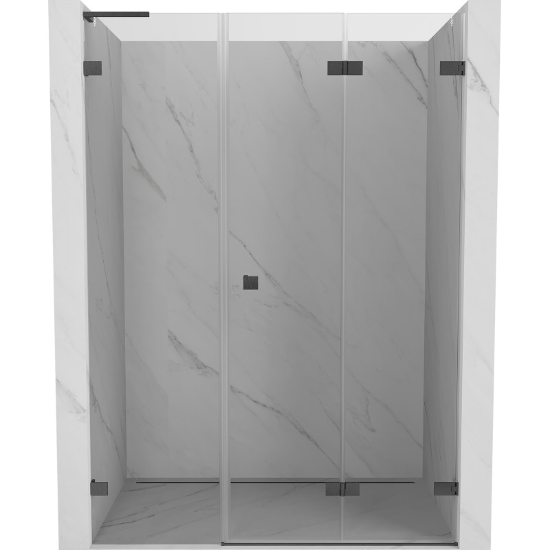 Mexen Lunar-F L klappbare Duschkabinentür rechts 110 cm, transparent, gun gray gebürstet - 836SL-110-050-66-00-P