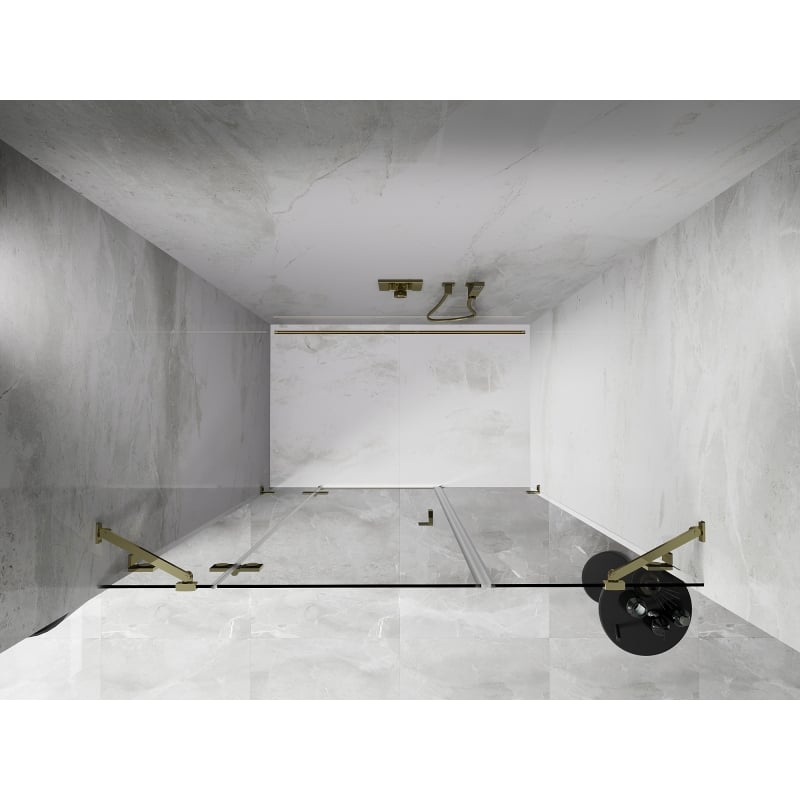 Mexen Lunar Duschschwingtür links 160 cm, transparent, gold - 834S-160-050-50-00-L
