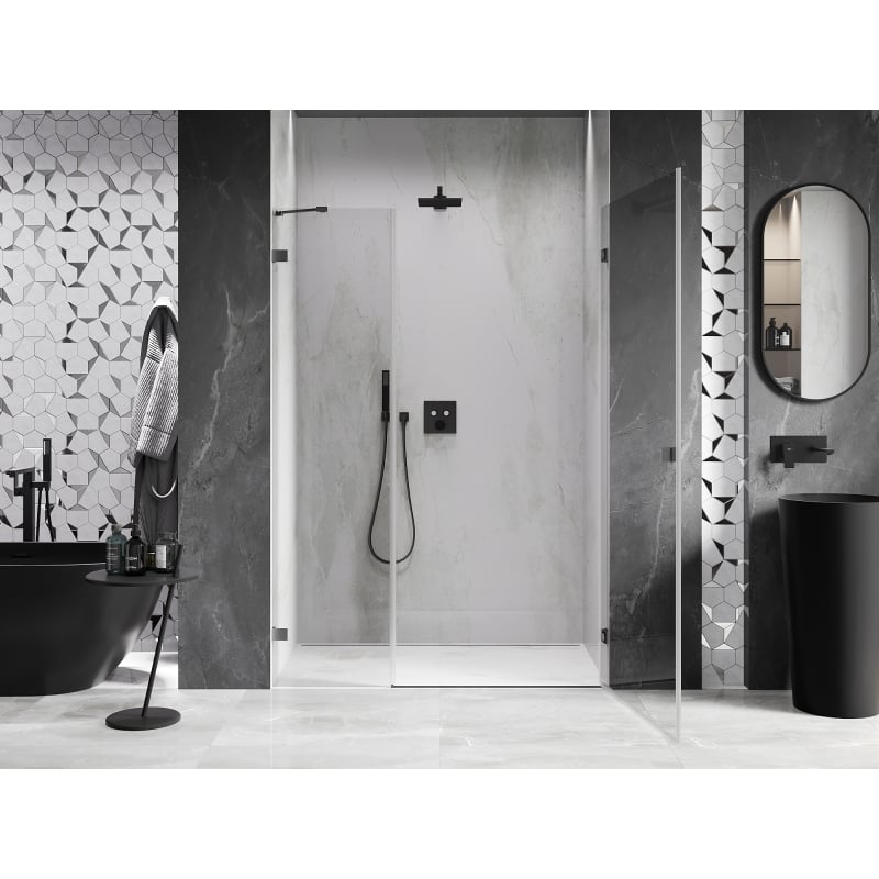 Mexen Lunar-B Duschdrehtür rechts 140 cm, transparent, Gun Metal - 832S-140-050-95-00-P