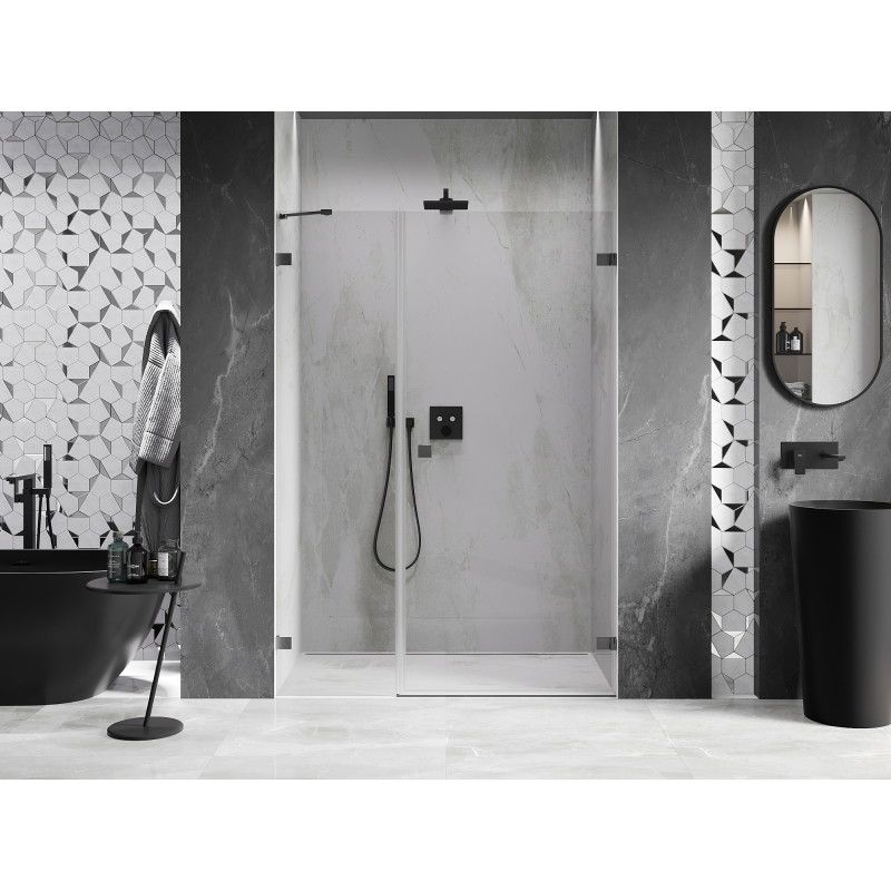 Mexen Lunar-B Duschdrehtür rechts 145 cm, transparent, Gun Metal - 832S-145-050-95-00-P