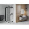 Mexen Rio quadratische Duschkabine 90 x 90 cm, Milchglas, schwarz + Flat Duschwanne, weiß - 860-090-090-70-30-4010B