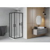 Mexen Rio quadratische Duschkabine 90 x 90 cm, mattiert, schwarz + Flat-Duschwanne, weiß - 860-090-090-70-30-4010B