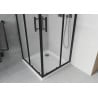 Mexen Rio quadratische Duschkabine 90 x 90 cm, Milchglas, schwarz + Flat Duschwanne, weiß - 860-090-090-70-30-4010B