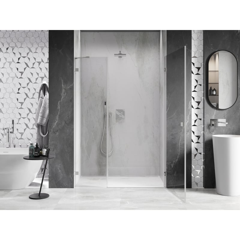 Mexen Lunar-B Duschdrehtür rechts 145 cm, transparent, gebürsteter Nickel - 832S-145-050-97-00-P