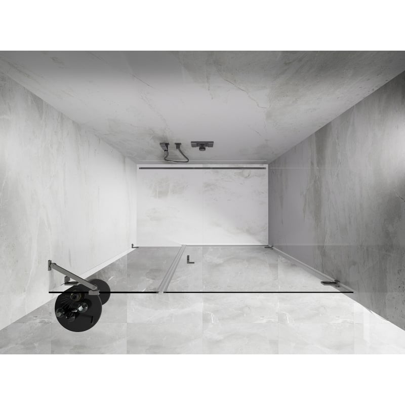Mexen Lunar-B Duschdrehtür rechts 150 cm, transparent, gebürstetes Nickel - 832S-150-050-97-00-P