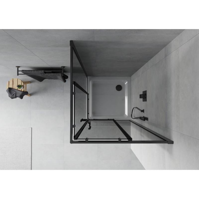 Mexen Rio Quadratische Duschkabine 70 x 70 cm, Grafit, Schwarz + Duschwanne Flat, Weiß - 860-070-070-70-40-4010B