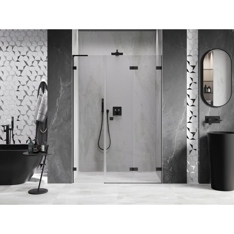 Mexen Lunar-F L Falttür Duschwand rechts 135 cm, transparent, schwarz - 836SL-135-050-70-00-P