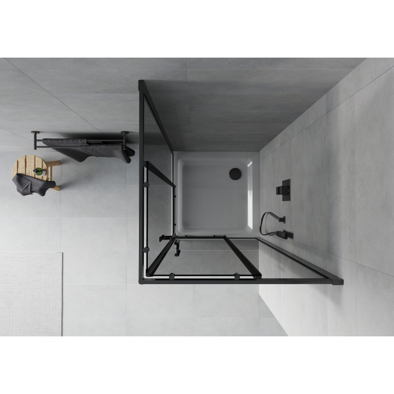 Mexen Rio quadratische Duschkabine 90 x 90 cm, grafit, schwarz + Flat Duschwanne, weiß - 860-090-090-70-40-4010B